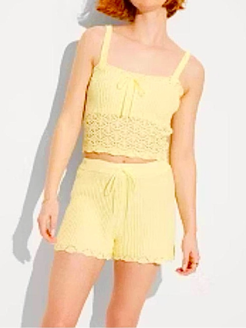Target Yellow Knit Lace-Trim Shorts